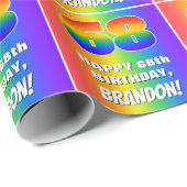 68誕生日: カラフル、おもしろいレインボーパターン# 68 ラッピングペーパー (ロールコーナー)