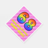 68誕生日:ピンクストライプのハート、レインボー# 68 スタンダードランチョンナプキン (角)