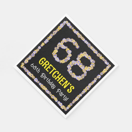 68誕生日:フローラ花数名前をカスタムする スタンダードランチョンナプキン (角)