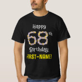 68誕生日:フローラ花数"68" +名前 Tシャツ (正面)