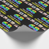 68誕生日：レインボー「68」、写真カスタムと名前 ラッピングペーパー (角)