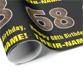 68誕生日:名前フェイク&木目パターン「68」 ラッピングペーパー (ロールコーナー)