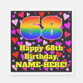 68誕生日：愛するハートパターン、虹# 68 スタンダードランチョンナプキン (正面)