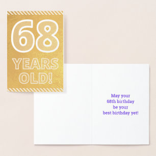 68誕生日:「68はっきりした歳！」 金箔カード 箔カード