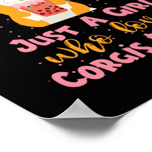 68.ボバ茶ちょうどコギスボバ犬を愛する女の子。 ポスター (角)