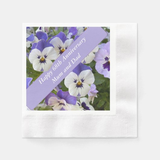 68thアニバーサリー編集可能 縁ありカクテルナプキン (正面)