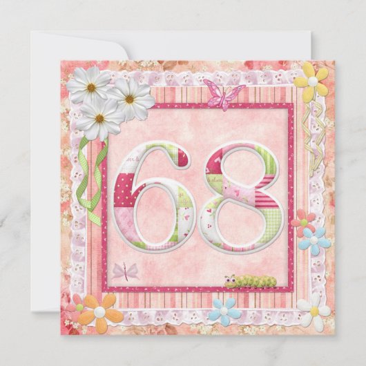 68th誕生日パーティースクラップブック作りスタイル 招待状 (正面)