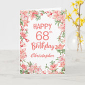 68th誕生日ピンク桃の桃色水彩フローラ カード (黄色い花)
