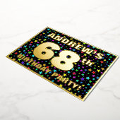 68th Birthday Party —おもしろいカラフル、Stars Pattern 箔招待状 (回転した状態)
