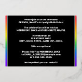 68th Birthday Party —おもしろいカラフル、Stars Pattern 箔招待状 (裏面)