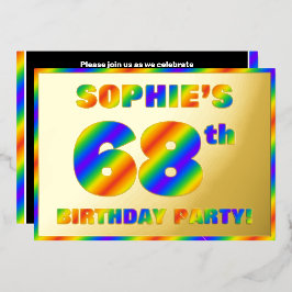 68th Birthday Party —おもしろい、レインボースペクトル「68」 箔招待状