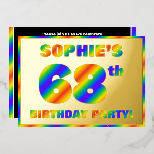 68th Birthday Party —おもしろい、レインボースペクトル「68」 箔招待状