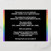 68th Birthday Party —おもしろい、音楽カラフル記号 箔招待状 (裏面)