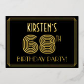 68th Birthday Party —アールデコスタイル「68」 +名前 箔招待状 (正面)