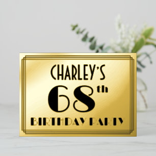 68th Birthday Party —アールデコ検索「68」 +名前 箔招待状