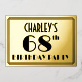 68th Birthday Party —アールデコ検索「68」 +名前 箔招待状 (正面)