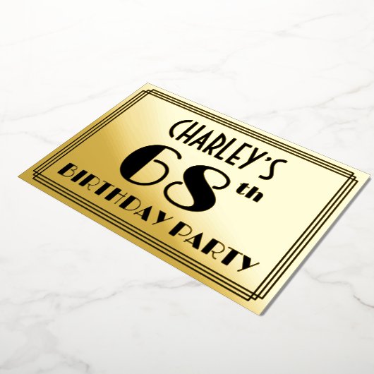 68th Birthday Party —アールデコ検索「68」 +名前 箔招待状 (回転した状態)