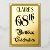 68th Birthday Party – スクリプエレガントト+名前をカスタムする 箔招待状 (正面)