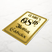 68th Birthday Party – スクリプエレガントト+名前をカスタムする 箔招待状 (回転した状態)
