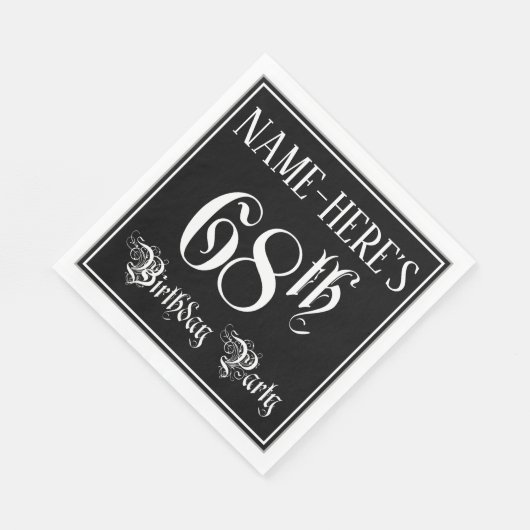 68th Birthday Party – スクリプファンシート+名前をカスタムする スタンダードランチョンナプキン (角)