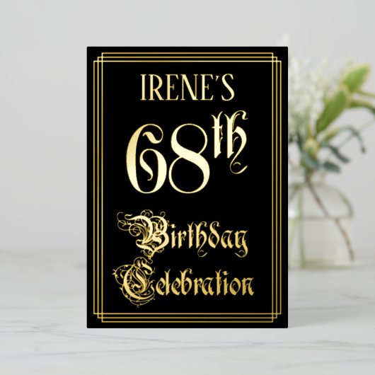 68th Birthday Party – スクリプファンシート&名前をカスタムする 箔招待状 (立ち正面)