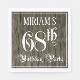 68th Birthday Party — ファンシー Script, フェイク Wood Look スタンダードランチョンナプキン