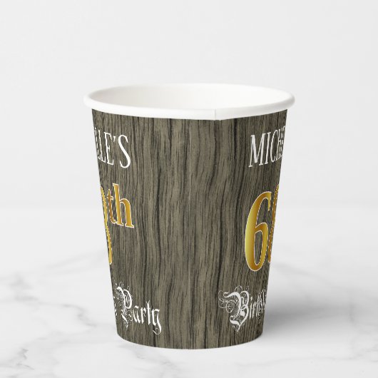 68th Birthday Party — フェイク金ゴールド&ウッドフェイク・ルックス 紙コップ (右)