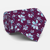 69年の夏 – ブルー&マルーンフローラ ネクタイ (ロール)