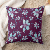 69年の夏 – マゼンタの水カラーフローラ クッション (ブランケット)