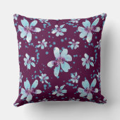 69年の夏 – マゼンタの水カラーフローラ クッション (裏面)