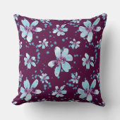 69年の夏 – マゼンタの水カラーフローラ クッション (正面)