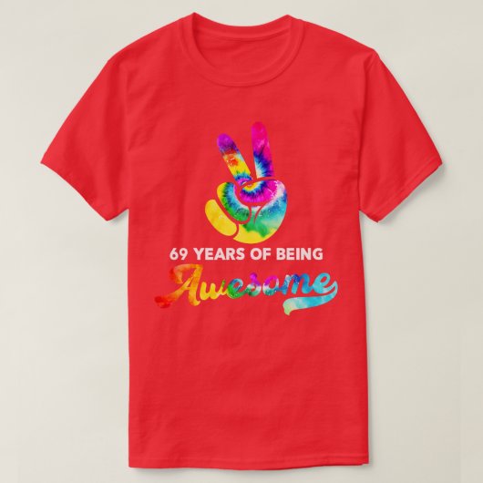 69年の絞り染め素晴らし誕生日 Tシャツ (デザイン正面)
