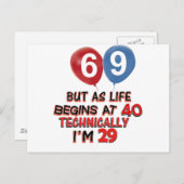 69歳おもしろいの誕生日デザイン ポストカード (正面/裏面)