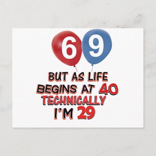 69歳おもしろいの誕生日デザイン ポストカード (正面)