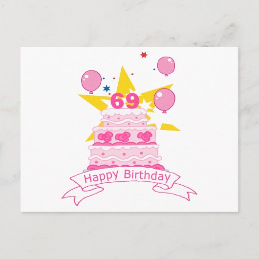 69歳お誕生日ケーキ ポストカード (正面)
