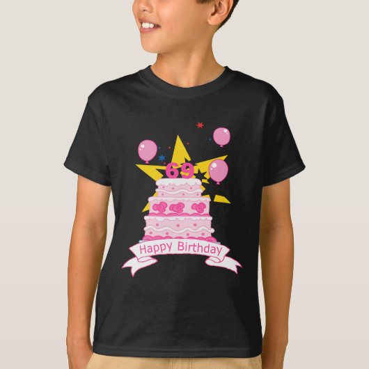 69歳お誕生日ケーキ Tシャツ (正面)