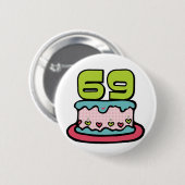 69歳のお誕生日ケーキ 缶バッジ (正面&裏面)