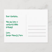 69歳の誕生日おめでとう：楽しいスター柄、虹69、名前 ポストカード (裏面)