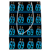 69歳の誕生日と目の玉ろうそく ミディアムペーパーバッグ (正面)