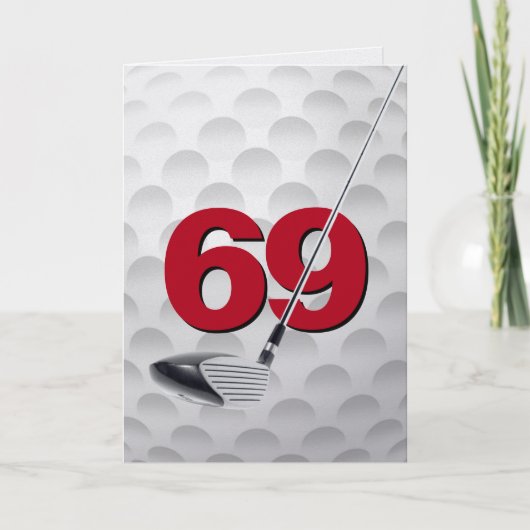 69歳の誕生日ゴルフボールデザイン カード (正面)