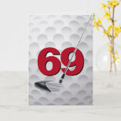 69歳の誕生日ゴルフボールデザイン カード (黄色い花)