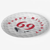 69歳の誕生日ゴルフボールデザイン ペーパープレート (アングル)
