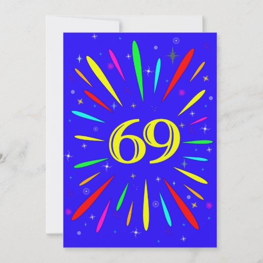 69歳の誕生日パーティー招待状 爆発 招待状 (正面)