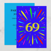 69歳の誕生日パーティー招待状 爆発 招待状 (正面/裏面)