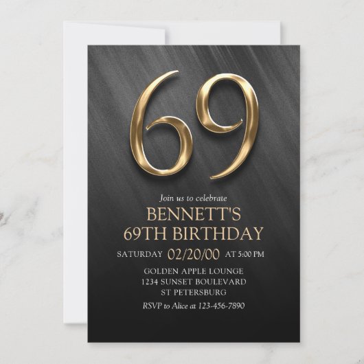 69歳の誕生日招待状 招待状 (正面)