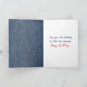 69歳の誕生日 スティックフィギュアの女の子と赤い風船 カード (内部)