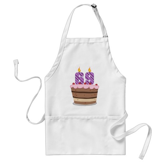 69歳オンお誕生日ケーキ スタンダードエプロン (正面)