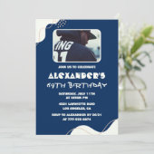 69歳シンプル招待状メンフォトネイビー 招待状 (スタンド正面)