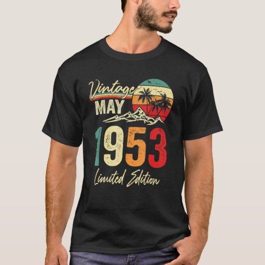 69歳ヴィンテージ1953年5月69誕生日 Tシャツ (正面)