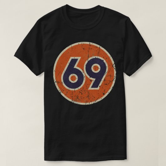 69油ヴィンテージステーションレース番号 Tシャツ (デザイン正面)